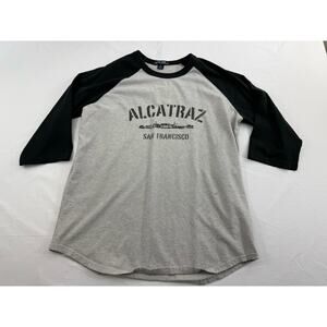 Alcatraz San Francisco 3/4 Sleeve Gray & Black Shirt Vintage Size M Cotton